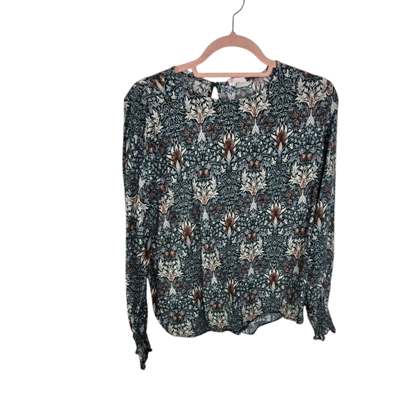 Morris & Co X H&M Art Nouveau Floral Print Long Sleeve Blouse - Picture 1 of 11